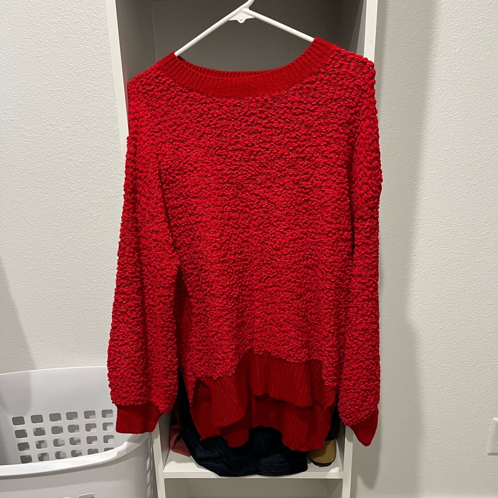Jodifl red popcorn high low sweater